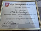 Vintage 1945 Pennsylvania Railroad Training Completion Certificate Philadelphia 