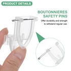 25pcs Boutonnieres Safety Pins  4 5x2 5cm Plastic Corsage Pin Buttonhole White
