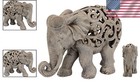 Hand-cast Indian Elephant Jali Statue  12-inch Brown Stone - Exclusive Design