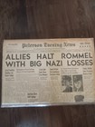Vintage Ww2 Newspaper   allies Halt Rommel  1943  Paterson Evening News