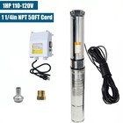 1hp 4  Deep Well Submersible Pump 115v 33gpm 300ft Max 50ft Cord W control Box