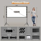 120  100  Projector Screen With Stand 16 9 Hd 4k Portable Outdoor Indoor Movie