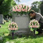 Wocst Cemetery Flowers For Grave headstone Flower Saddle With 2 Sets Grave Ro   