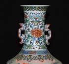 12 9  Qianlong Doucai Porcelain Fengshui Tongzi Kid Boy Bottle Vase Pair