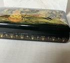 Russian Hand Painted Folk Art Black Lacquered Trinket Box Kholuy Village Signed