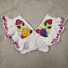 Handmade Mexican Mariposa Top Womens Xl Embroidered Floral Smocked Crop Festival