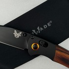 Benchmade Mini Crooked River 15085-cstm Black Blade Wood Handle Folding Knife