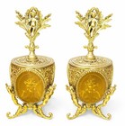 Vintage Gold And Peach Glass Vanity Set