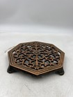 Vintage Cast Iron Trivet Ornate Hexagon Copper Finish 8  Footed Kitchen Stand De