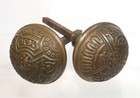 Pair Antique Victorian Eastlake Brass   Bronze Ornate Door Knobs Door Hardware 