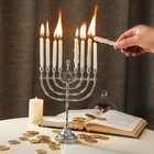 Hanukkah Menorah With Star Of David     Traditional Jewish Candle Holder For