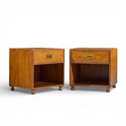 Baker Cherry And Brass Campaign Nightstands - Pair