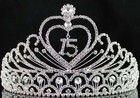 Quinceanera 15 Fifteen Birthday Rhiestone Tiara Crown With Hair Combs T1756