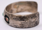 Vintage Old Pawn Navajo Shadowbox Sterling Silver  Turquoise coral Cuff Bracelet