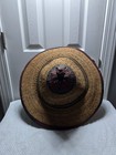 Handmade Vintage Fulani Woven Straw Hat With Leather Trim Herder African Tribal