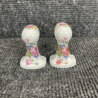 Italian Floral Porcelain Bathroom Towel Toilet Paper Holder Brackets Vintage