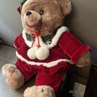 Dan Dee Snowflake Teddy Bear Christmas Plush Brown Girl Red Dress Bow 2006 S1