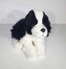 Animal Alley Black   White Spaniel Realistic Plush Puppy Dog Stuffed Toy 12  Euc