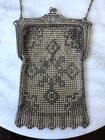 Art Deco  german Silver  Chainmaille Purse  Geometric floral Design Ds30