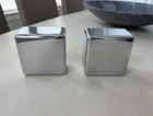 Mcm Metcor Manufacturing Pair Of Heavy Chrome 5  Square Bookends Rare  Vintage