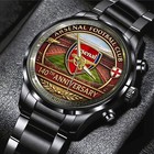 Arsenal Fc 140th Anniversary Black Stainless Steel Watch - Tantn19663 Gift Box I