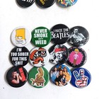 Large 50 Vtg Pinback Button Lot Pin Pop Culture Pieces Americana Sarcam