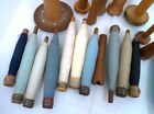 Lot Of 22 Antique Wooden Textile Mill Thread Spool Spindles Bobbins