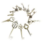 13x Vintage Antique Old Brass Skeleton Key Lot Cabinet Barrel Lock Retro Set 
