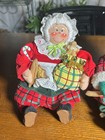 Mr And Mrs Santa Claus Primitive Folk Art Sitting Christmas Doll 