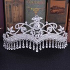 9cm Tall Fringes Crystal Silver Tiara Wedding Queen Princess Crown For Women