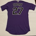 Game Worn Trevor Story Colorado Rockies 2021 Mlb Jersey Used Purple Alternate 42