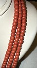 Rare 73g Antique 3-strand Ukrainian Korali Necklace     19thc Prosser Trade Beads