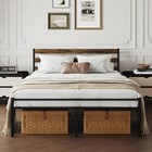 Metal Platform Bed Frame With Headboard Size Bed Frame Queen Walnut Colour