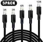 5-pack Fast Charger Cable Heavy Duty For Iphone 14 13 12 11 Xr 8 7 Charging Cord