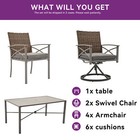 7-piece Patio Dining Set Outdoor Wicker Furniture W  2 Rocking Chairs Wood Grain
