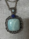 Vintage Sterling Silver Necklace Ring Set Semi Precious Stones Signed Ba Jewelry