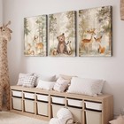 Woodland Animal Nursery Wall Art - 3pcs Nursery Decor Wild Animals Forest Pai   