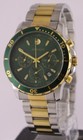 Casual Movado Quartz Chronograph Green Dial  date  Men Wristwatch Steel Band