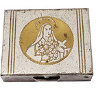 Saint Theresa W Flowers Two Tone Pill Box And Cross Silver Plated Vintage 1940s