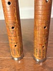 Two Antique Industrial Textile Factory Mill Wood Spools Spindles Thread Bobbins