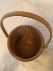 Vintage Nantucket Woven Swing Handle Basket- 7    X 8     15    Bottom To Handle Top