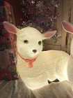 Blow Mold Lamb   s Pink Bow Black Feet Union Products Lighted Pair