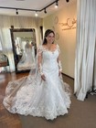 Long Sleeve Lace Mermaid Wedding Dress Plus Size White Bridal Gown With Train