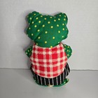 Handmade Frog Dapper Plush Stuffed Animal Fabric Pattern Pillow Stuffed Toad Vtg