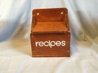 Vintage Wood Storage For Recipes W Blank Cards Hanging Box Storage Walnut Finish