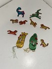 Mexican Folk Art   Chinese Silk  Handmade  Embroidered Animal Ornaments Set