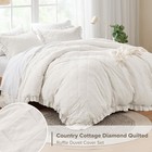 Comfort Spaces Ivory King Duvet Cover Set - 3 Pieces Ruffle Diamond Quilted D   