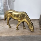 Vintage Solid Brass Grazing Horse Figurine