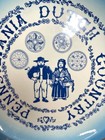 Vintage Pennsylvania Dutch Country Folk Art Blue White Decorative Ceramic Plate