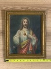 Vintage Sacred Heart Of Jesus Framed Catholic Religious Lithograph